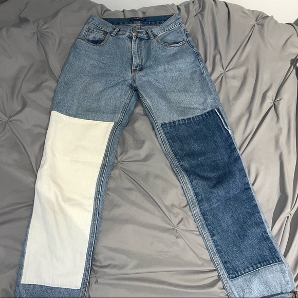 Rare Brandy Melville Kenzo Denim Two-Tone Patch Jeans - Picture 4 of 8